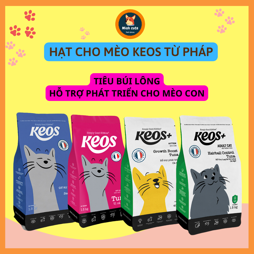 Hạt thức ăn mèo KEOS từ Pháp Gói 1,5KG