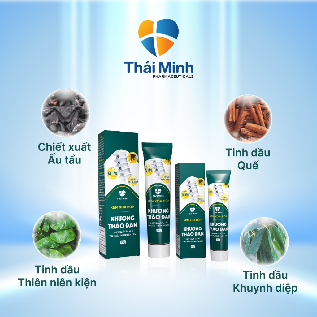 Kem Xoa Bóp Xương Khớp Khương Thảo Đan Thái Minh - Hỗ Trợ Giảm Đau Xương Khớp - Giảm Bầm Tím - Thư Giãn - Tuýp 10 - 25g