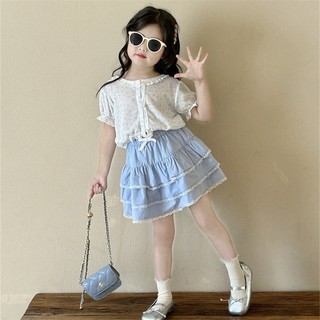 Váy Bé Gái, Set Áo Hoạ Tiết Hoa Hot Trend Phối Chân Váy Có Lót Dáng Xòe Phong Cách Hàn Quốc Cho Bé 15kg-30kg PINKYKIDS