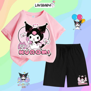 Đồ bộ bé gái Lavibaby mẫu Kuromi 2024 Quần áo cho bé gái chất thun cotton Mềm mịn Thoáng mát