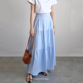 Chân Váy Xòe Dáng Dài 3 Tầng, Chất Liệu Thoáng Mát 2 Lớp - THE J STUDIO - Caro Midi Skirt