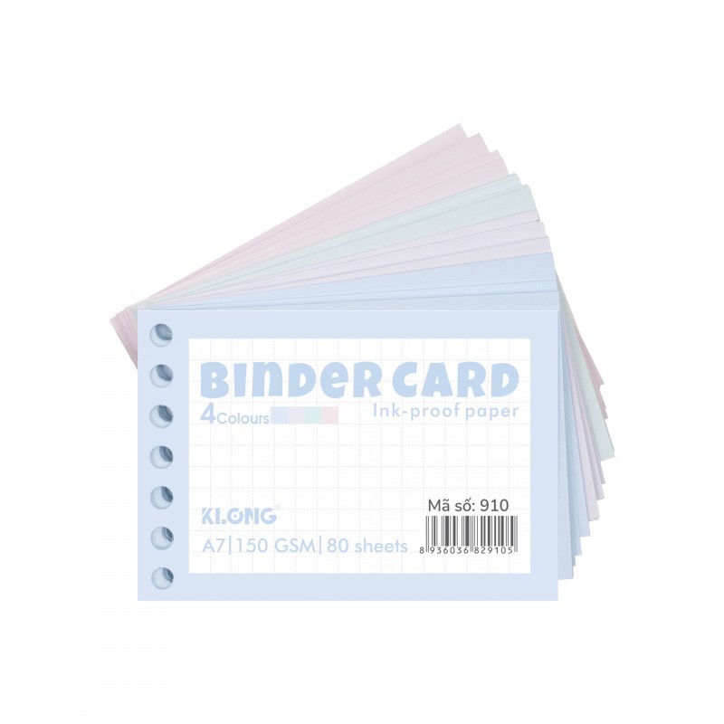 Tệp Binder Card MS 910 80 tờ A7 4 màu 150GSM giấy note  Klong index card cài sổ còng tiện lợi