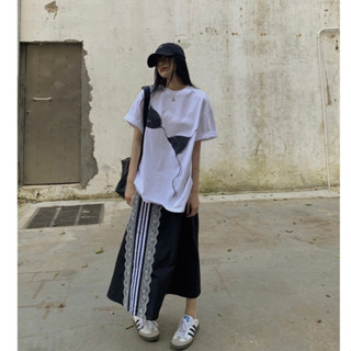 Set gồm Áo và Đầm dài bigsize, thiết kế dáng suông mềm rũ, thướt tha  - 55kg.Linh