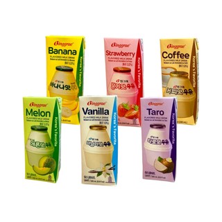 Sữa dâu, chuối, dưa lưới, cà phê, vani Binggrae Hàn Quốc hộp 200ml