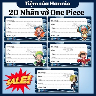 Set 20 Nhãn dán/nhãn vở hoạt hình One Piece, Vua Hải Tặc