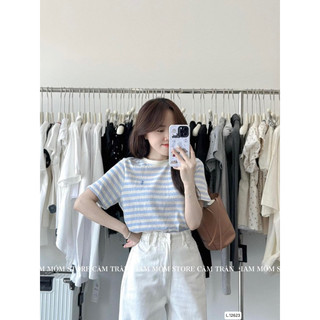 Áo phông kẻ kèm ảnh cận chất
