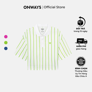Áo thun polo croptop sọc thể thao nữ o23002wt mỏng nhẹ, nhanh khô, kháng khuẩn onways