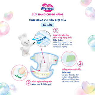 [GIẢM TỚI 40%] Tã/bỉm dán Merries size NB - 76 miếng (dành cho bé dưới 5kg)