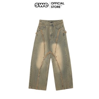 Quần Jeans Wash Ống Rộng Unisex Local Brand SWE BLAZE JEANS - Vàng