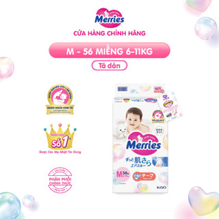 Tã/bỉm dán Merries size M - 56 miếng (dành cho bé từ 6 - 11kg)