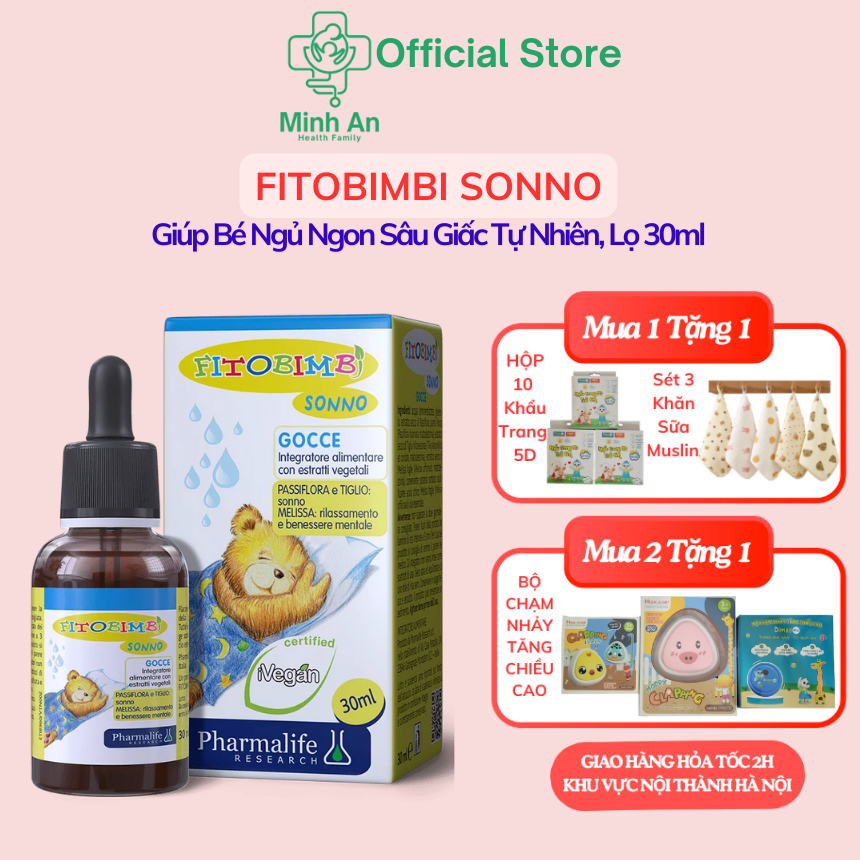 Siro Ngủ Ngon Thảo Dược Sonno FITOBIMBI Giúp Bé Ngủ Ngon, Ngủ Sâu Giấc, Giảm Căng Thẳng, Giảm Quấy K