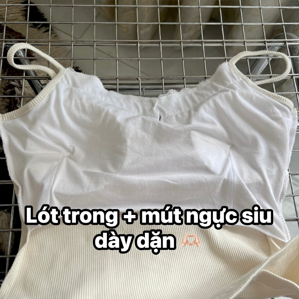 BARE_(Có size) Áo kiểu 2 dây phối ren nơ gợi cảm, Áo Kiểu Nữ Phối Ren Có Mút Ngựcchất thun gân tăm dày dặn-A311 | BigBuy360 - bigbuy360.vn