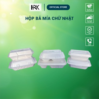 Set 50 Hộp Bã Mía Chữ Nhật 1 Ngăn/2 Ngăn Đựng Cơm, Mì, Salad Nhiều Size 100% tự nhiên