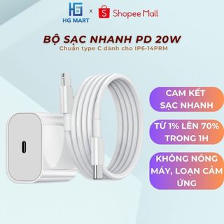 Bộ Sạc Nhanh 20W Cao Cấp, An Toàn Ổn Định, Chống Cháy Nổ, Bảo Vệ Thiết Bị Không Nóng Máy HGMART