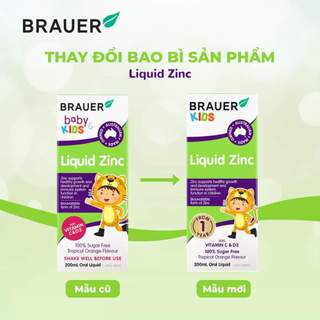 Siro bổ sung Kẽm, Vitamin C và D Brauer Úc Baby & Kids Liquid Zinc cho bé trên 1 tuổi (200ml)