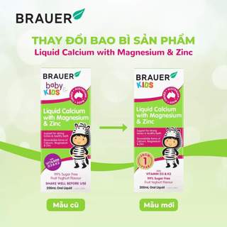 Siro bổ sung Canxi, Magie và Kẽm Brauer Baby & Kids Liquid Calcium With Magnesium & ZinC (200ml) Maxwell