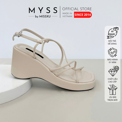 Giày sandal nữ MYSS quai ngang mảnh chéo đế xuồng 7cm cao cấp - SD198