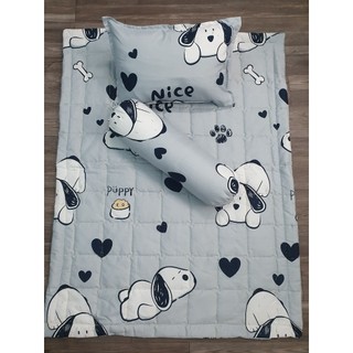 Bộ chăn, gối 5 món cho bé gồm chăn, gối nằm, gối ôm cho bé đi học - Mẫu bạch tuyết