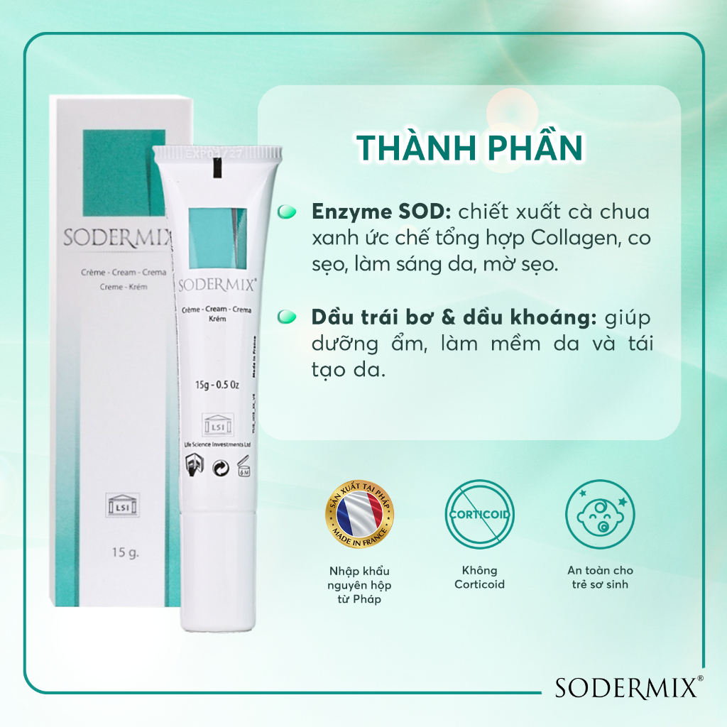 SODERMIX® Kem Bôi Sẹo Lồi, Sẹo Thâm, Sẹo Phì Đại - Nhập Khẩu Nguyên Hộp Từ Pháp - Hàng Chính Hãng