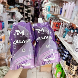 Kem nhuộm tóc đen thảo dược phủ bạc collagen mentus 700ml x2