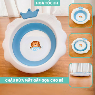 Chậu rửa mặt 9BABY hình vương miện màu xanh biển - gập gọn tiện lợi, an toàn cho bé