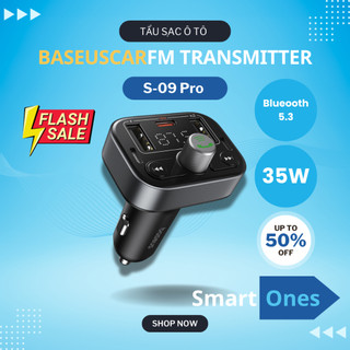 Tẩu sạc Baseus S09 Pro trên ô tô sạc nhanh 35W (3.4A Bluetooth V5.3, tích hợp Radio FM, nghe nhạc qua USB, TF)