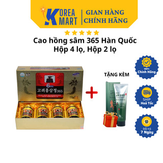Cao hồng sâm 365 hàn quốc, hộp 4 lọ & 2 lọ x 240g