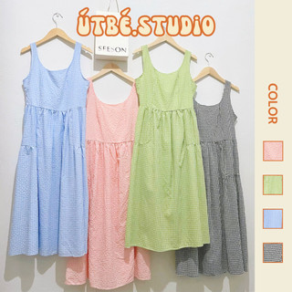 Đầm Maxi Xoè Không Tay Kẻ Caro Dáng Dài Bảng Màu Pastel Hàn Quốc Phong Cách Mùa Hè