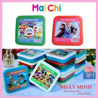 Hộp đựng phấn kèm giẻ lau và phấn trắng nhật minh