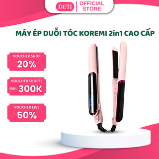 Máy ép duỗi tóc, uốn tóc xoăn Hàn Quốc Koremi 3in1, thanh gốm là tóc nhanh, giúp kẹp thẳng tóc tránh hư tổn, BH 12 tháng