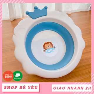 Chậu rửa mặt 🌸 𝑭𝒓𝒆𝒆𝒔𝒉𝒊𝒑 🌸 Chậu rửa mặt trẻ em cao cấp mẫu vương miện 9BABY màu xanh biển