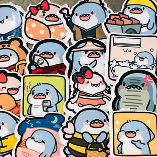 [Cá mập] Set 20 sticker trang trí dễ thương, miếng dán sổ tay - Sticker, Hình Dán