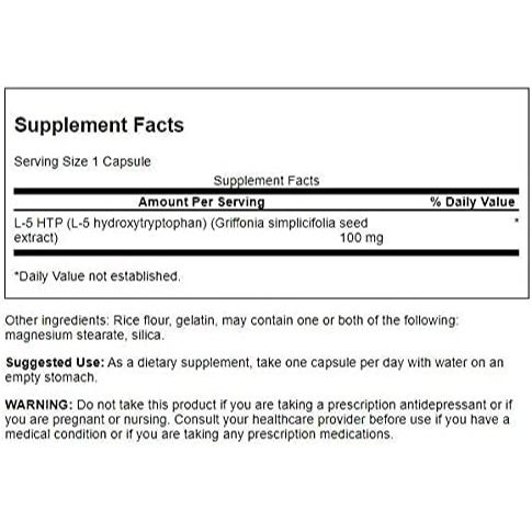 Swanson 5-HTP 100mg Extra Strength - Viên uống 5 HTP hỗ trợ giảm căng thẳng, ngủ ngon 60 viên