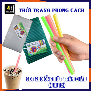 Bịch 200 ống hút uống trà sữa hút trân châu phi 12 - ống hút trân châu dùng 1 lần bằng nhựa cao cấp