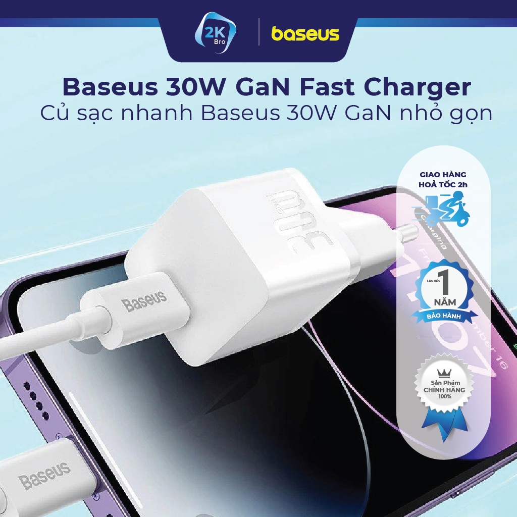 Cốc sạc nhanh 30W Baseus GaN5 Fast Charger Mini 1 C