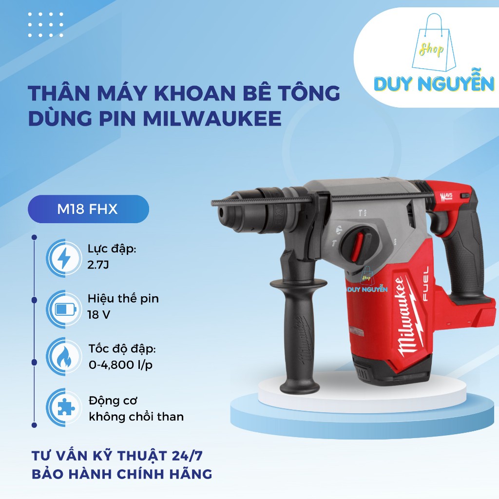 Máy khoan búa Milwaukee M18 FHX-0X0 (Chưa Pin & Sạc)