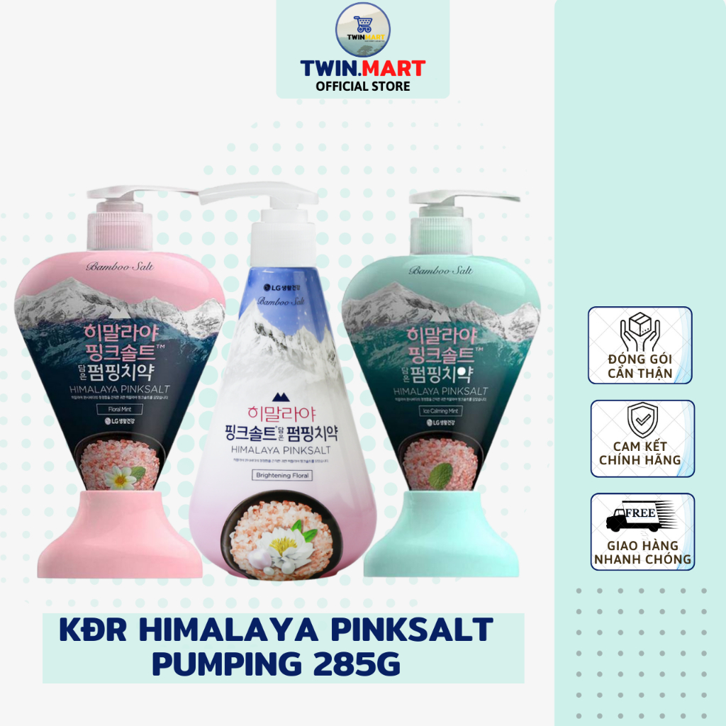 Chai Kem Đánh Răng Muối Hồng Himalaya Pink Salt Pumping Nhập Khẩu Hàn Quốc 285G