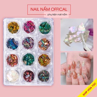 Set xà cừ nail, xà cừ vân đá mỏng trang trí móng 12 màu