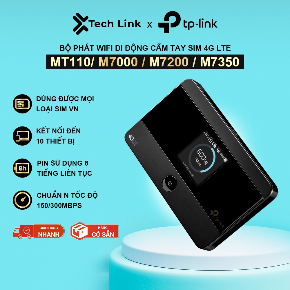 [Pin Lâu - Sóng Mạnh] Wi-Fi Di Động Nhỏ Gọn TP-Link MT110 / M7000 / M7200 / M7350 3G/4G LTE 150Mbps 