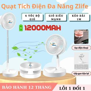 Quạt Tích Điện Gấp Gọn Zlife Z24 Pin 12000mAh Sử Dụng 6-12 Tiếng Kéo Cao 1 Mét, Quạt Sạc Mini Để Bàn Zlife