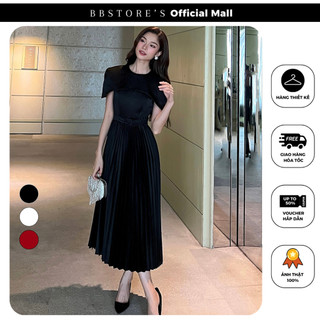  Đầm Xòe Xếp Ly Form Dài Phối Thắt Lưng Thời Trang Đi Làm Dự Tiệc không kèm tag hoa BBSTORE'S -D2714