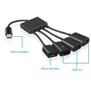 Cáp OTG Type-C ra 3 cổng USB Hub OTG Type-C