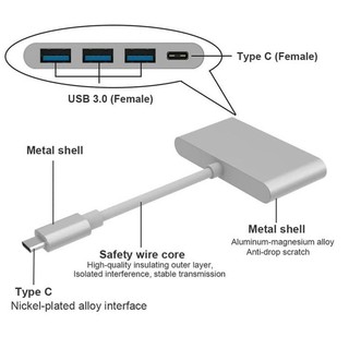 Bộ chuyển đổi USB Type-C ra 3 cổng USB 3.0 + Type-C
