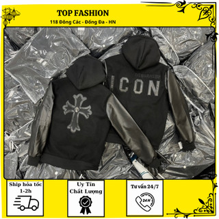 Áo khoác dạ mũ nỉ nam hot trend thêu da cao cấp