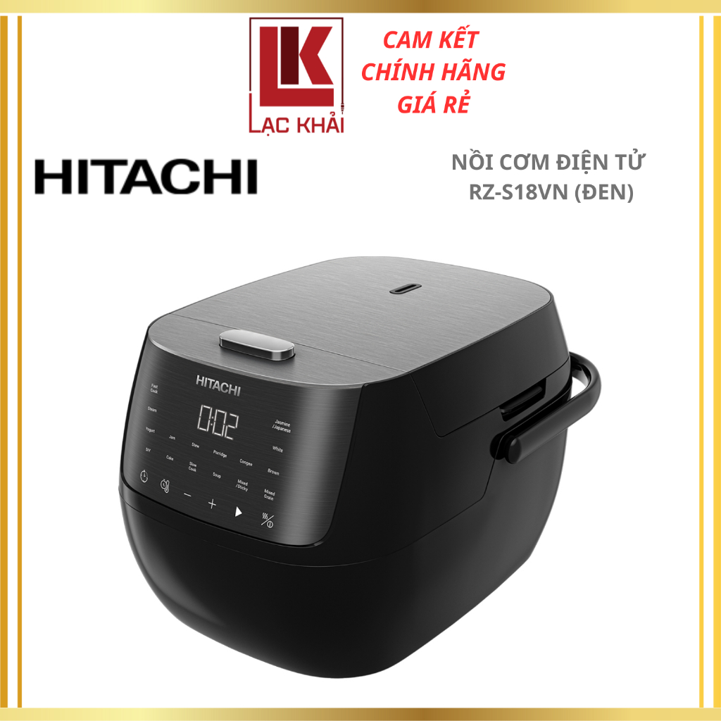 Nồi cơm điện tử Hitachi RZ-S18VN, dung tích 1.8L, màu đen, 16 chế độ nấu - Hàng chính hãng