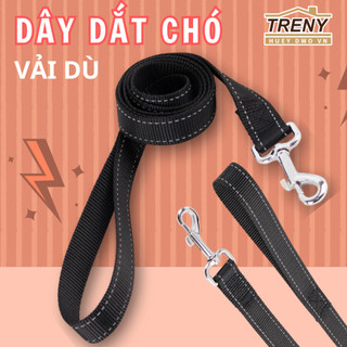 Dây dắt chó vải dù - dây dài 1m, tay cầm chắc chắn, đầu móc khoá kết nối làm bằng inox không rỉ