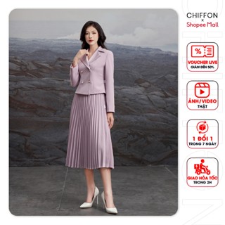 Chân váy dập ly rẻ quạt dáng dài cao cấp Chiffon