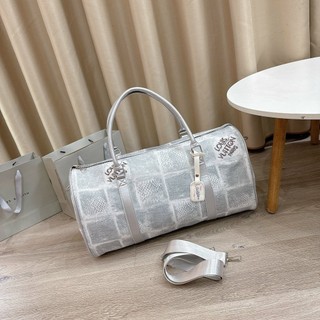 Túi du lịch,túi trống gấp gọn họa tiết ô trắng phối loang xám thời trang size 50cm siêu rộng đi chơi,đi biển Túi công sở
