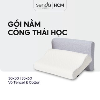Gối cao su non chống đau mỏi cổ vai gáy Sen Đá Bedding, ruột gối ngủ công thái học Memory Foam người lớn cao cấp