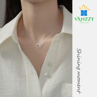 Dây chuyền nữ bạc s925 vanzzy jewelry, vòng cổ nữ trái tim lồng nhau y00623 trang sức vanzzy